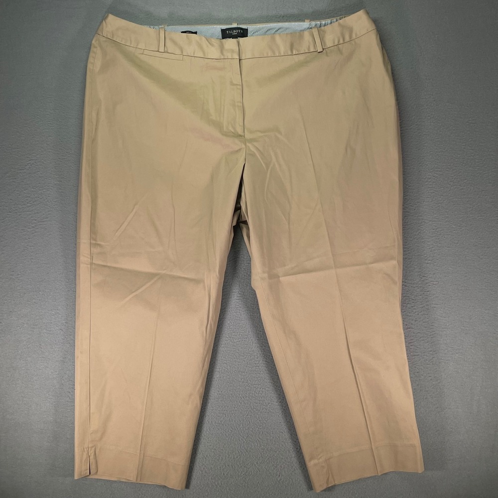 Talbots Curvy Capri Pants Womens 24W Khaki‎ Stretch Cropped Plus Size